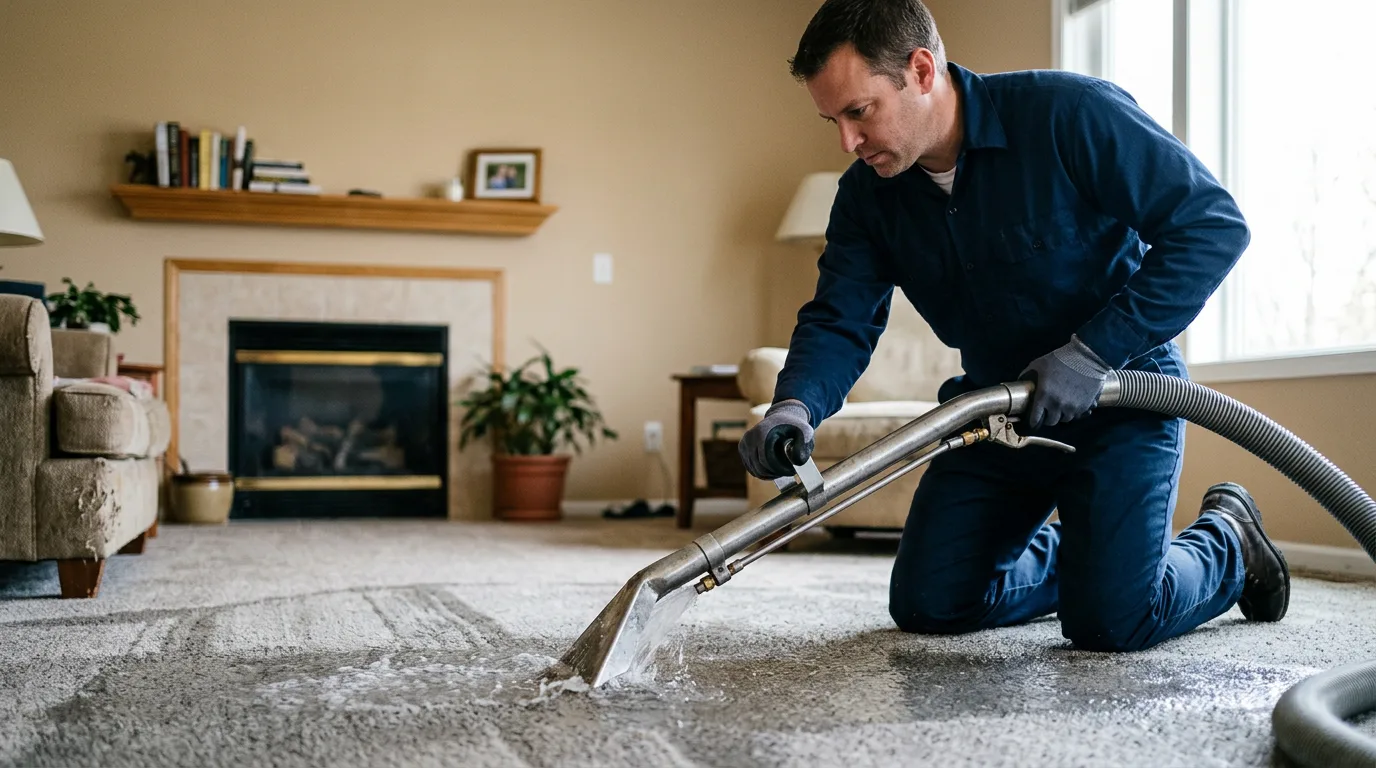 Water damage restoration technician working near Midlothian, TX